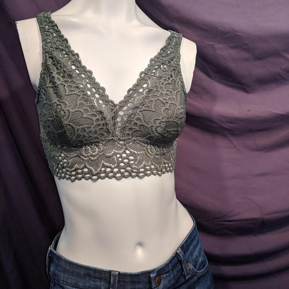 Aerie | Lacey| Bralette top | Olive | lined | S/P